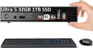 Dell Pro Micro MFF Mini AI PC (Intel 14-Core Ultra 5 235T (> i7-13700), 32GB DDR5, 1TB SSD), QCM1250 (Replace OptiPlex 7000), Tiny Business Desktop, Wi-Fi 6E, RJ45, Bluetooth, 2x DP, Win 11 Pro,2025
