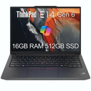Lenovo ThinkPad E14 Gen 6 Business Laptop (14" FHD+ Anti-Glare, AMD Ryzen 5 7535U, 16GB DDR5 RAM, 512GB SSD, 6-Core (Beats Intel i5-1335U)), Backlit KB, Fingerprint, 1080p Webcam, Wi-Fi 6, Win 11 Pro