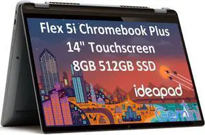 Lenovo Flex 5i Chromebook plus 14" FHD+ 2-in-1 Touchscreen Laptop (Intel 6-Core i3-1315U, 8GB RAM, 512GB SSD) Business, Home, Students, 1080p Webcam, Backlit KB, Wi-Fi 6E, Chrome OS w/ Google AI, 2025