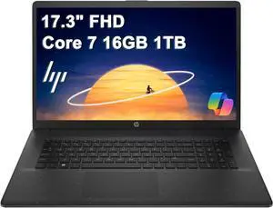 HP 17 Laptop (17.3" FHD Anti-Glare, Intel 10-Core 7 150U (> i7-1355U), 16GB RAM, 1TB SSD) for Business, Home, Students, Narrow Bezel, Webcam, Wi-Fi 6, Fast Charge, Win 11 Pro w/ Copilot, Black