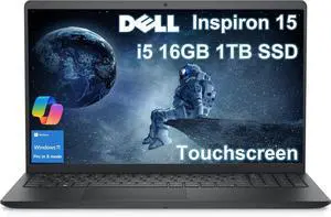 Dell Inspiron 15 Touchscreen Laptop (15.6" FHD LED, Intel 10-Core i5-1334U (> i7-1255U), 16GB RAM, 1TB SSD) for Business & Home, Fast Charge, Inspiron 3000 3530, Webcam, Win 11 Pro in S w/ Copilot