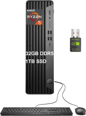 HP Elite SFF 805 G9 Business Desktop PC (32GB DDR5 RAM, 1TB SSD, AMD Ryzen 5 8500G (> Intel i7-1255U)), Small Form Factor for IT, Engineer, Designer, Wi-Fi, Ethernet, HDMI, Display Port, Win 11 Pro