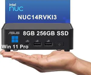 Intel NUC 14 Pro Slim Kit Mini PC (Intel Core 3 100U (> i7-1165G7), 8GB RAM, 256GB SSD) Booksize Business Desktop, Support 4 x 4K Monitors, 2 x Thunderbolt 4, Wi-Fi 6E, Win 11 Pro, NUC14RVKI3 - ASUS
