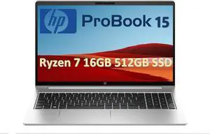 HP ProBook 455 G10 Laptop (15.6" FHD Anti-Glare, AMD Ryzen 7 7730U (> Intel i7-1255U), 16GB RAM, 512GB SSD) for Business, Enterprise, Backlit, Fingerprint, Webcam, Ethernet, Win 11 Pro w/ AI Copilot
