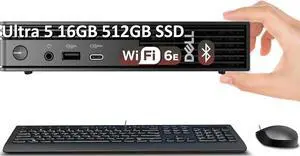 Dell Pro Micro MFF Mini AI PC (Intel 14-Core Ultra 5 235T (> i7-13700), 16GB DDR5, 512GB SSD), QCM1250 (Replace OptiPlex 7000), Tiny Business Desktop, Wi-Fi 6E, RJ45, Bluetooth, 2x DP, Win 11 Pro,2025