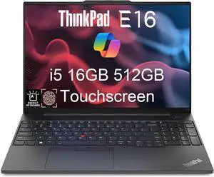 Lenovo ThinkPad E16 Business Laptop (16" FHD+ Touchscreen, Intel 13th Gen 10-Core i5-1335U, 16GB RAM, 512GB SSD), Backlit Keyboard, Fingerprint, FHD Webcam, Ethernet, Wi-Fi 6, Win 11 Pro, Black