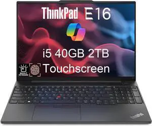 Lenovo ThinkPad E16 Business Laptop (16" FHD+ Touchscreen, Intel 13th Gen 10-Core i5-1335U, 40GB RAM, 2TB SSD), Backlit Keyboard, Fingerprint, FHD Webcam, Ethernet, Wi-Fi 6, Win 11 Pro, Black
