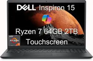 Dell Inspiron 15 Touchscreen Laptop (15.6" FHD, AMD Ryzen 7 7730U (> Intel i7-1255U), 64GB, 2TB SSD) Business, College Students, Enterprises, Numeric Keypad, Inspiron 3535 3000, Webcam, Win 11 Pro
