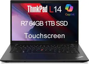 Lenovo ThinkPad L14 Gen 3 Business Laptop (14" FHD Touchscreen, AMD Ryzen 7 5825U, 64GB RAM, 1TB SSD, 8-Core (Beats i7-1165G7)), Backlit, 1080p RGB Webcam, Ethernet, Wi-Fi 6, Win 11 Pro w/ AI Copilot