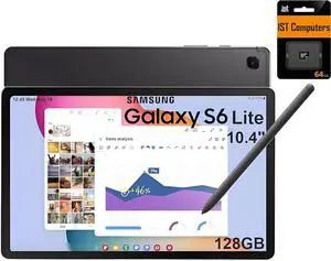 Samsung Galaxy Tab S6 Lite Android Tablet (10.4" 2K Touchscreen, 128GB Storage, S Pen for Note-Taking, Drawing, 14-Hr Long Battery Life, 5MP Front+8MP Rear Camera, Durable, Gaming Ready) SM-P620, Gray
