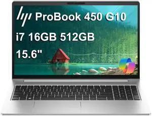 HP ProBook 450 G10 Business Laptop (15.6" FHD IPS Anti-Glare, Intel 10-Core i7-1355U, 16GB RAM, 512GB SSD) Backlit Keyboard, Webcam, Ethernet, Wi-Fi 6E, Wolf Pro Security, Win 11 Pro, Silver