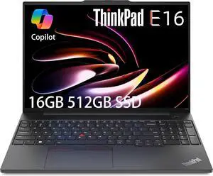 Lenovo ThinkPad E16 Business Laptop (16" FHD+ Display, Intel 13th Gen i5-1335U, 16GB RAM, 512GB SSD), Backlit Keyboard, Fingerprint Reader, FHD Webcam, Ethernet, Wi-Fi 6, Win 11 Pro, Black, 2024