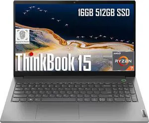 Lenovo ThinkBook 15 Business Laptop (15.6" FHD Anti-Glare, 16GB RAM, 512GB SSD, AMD Ryzen 7 5825U (> i7-1165G7)), FHD Webcam w/ Shutter, Military Grade, Fingerprint, Ethernet, Win 11 Pro, Grey