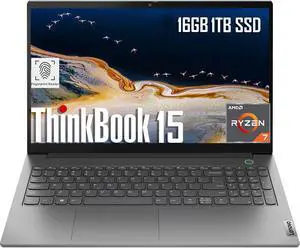 Lenovo ThinkBook 15 Business Laptop (15.6" FHD Anti-Glare, 16GB RAM, 1TB SSD, AMD Ryzen 7 5825U (> i7-1165G7)), FHD Webcam w/ Shutter, Military Grade, Fingerprint, Ethernet, Win 11 Pro, Grey