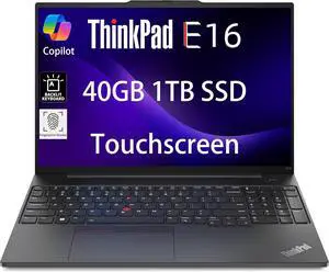 Lenovo ThinkPad E16 Business Laptop (16" FHD+ Touchscreen, AMD Ryzen 5 7530U, 40GB RAM, 1TB SSD, (8-Core Beat i7-1165G7)) Fingerprint, Backlit, FHD Webcam, WiFi 6, Ethernet, Win 11 Pro, Black