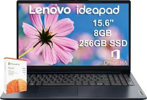 Lenovo IdeaPad 1 Home & Student Laptop (15.6" HD Anti-Glare, 8GB RAM, 256GB SSD, 1 Year Office 365, Intel Dual Core Processor) Numeric Keypad, Webcam, Wi-Fi 6, HDMI, Win 11 Home in S Mode, Abyss Blue