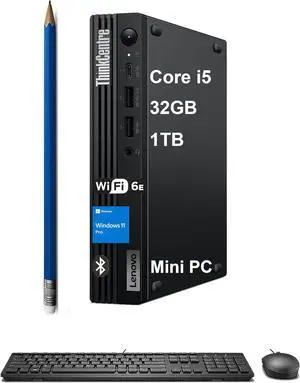 Lenovo ThinkCentre M70q Gen 5 Tiny Business Desktop (Intel 10-Core i5-14400T (> i7-13700T), 32GB DDR5, 1TB SSD, UHD Graphics 730) MFF, Mini PC, DisplayPort, Ethernet, HDMI, 3-Yr WRT, Win 11 Pro, 2025