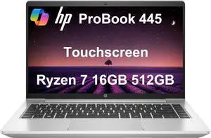 HP Latest ProBook 445 G9 Business Laptop (14" FHD Touchscreen, 16GB RAM, 512GB SSD, AMD Ryzen 7 5825U (> Intel i7-1165G7)) FP, IR Webcam, Ethernet, Wolf Pro Security, Win 11 Pro w/Copilot, Silver