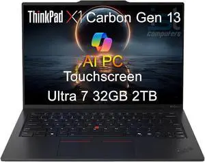 Lenovo ThinkPad X1 Carbon Gen 13 Aura Edition AI PC Laptop (14" FHD+ Touchscreen, Intel 12-Core Ultra 7 255U, 32GB DDR5, 2TB SSD, (> i7-1355U)), 2X Thunderbolt 4, Backlit, FP, IR Webcam, Win 11 Pro