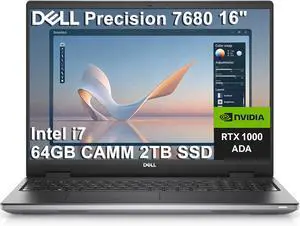 Dell Precision 7000 7680 Mobile Workstation Laptop (NVIDIA RTX 1000 Ada 6GB, 16" FHD+, Intel Core i7-13850HX (> Ultra 7-155U), 64GB LPCAMM2 DDR5, 2TB SSD) Pro Max for Engineer, Designer, Win 11 Pro Dell Precision 7000 7680 Mobile Workstation Laptop (NVIDIA RTX 1000 Ada 6GB, 16" FHD+, Intel Core i7-13850HX (> Ultra 7-155U), 64GB LPCAMM2 DDR5, 2TB SSD) Pro Max for Engineer, Designer, Win 11 Pro