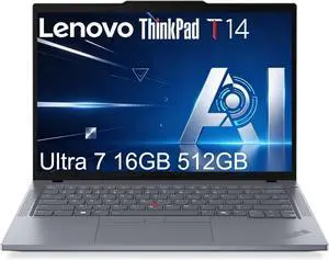 Lenovo ThinkPad T14 Business AI PC Laptop (14" FHD+, Intel 12-Core Ultra 7 155U (> i7-1355U), 16GB DDR5, 512GB SSD), Backlit, Fingerprint, 5MP RGB Webcam, 2x Thunderbolt 4, Ethernet, Win 11 Pro, Gray Lenovo ThinkPad T14 Business AI PC Laptop (14" FHD+, Intel 12-Core Ultra 7 155U (> i7-1355U), 16GB DDR5, 512GB SSD), Backlit, Fingerprint, 5MP RGB Webcam, 2x Thunderbolt 4, Ethernet, Win 11 Pro, Gray