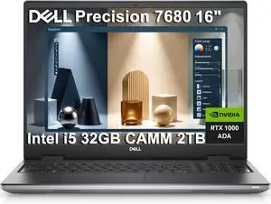 Dell Precision 7000 7680 Mobile Workstation Laptop (NVIDIA RTX 1000 Ada 6GB, 16" FHD+, Intel 14-Core i5-13600HX (> Ultra 7 155H), 32GB CAMM DDR5, 2TB SSD) Pro Max for Engineer, Designer, Win 11 Pro Dell Precision 7000 7680 Mobile Workstation Laptop (NVIDIA RTX 1000 Ada 6GB, 16" FHD+, Intel 14-Core i5-13600HX (> Ultra 7 155H), 32GB CAMM DDR5, 2TB SSD) Pro Max for Engineer, Designer, Win 11 Pro