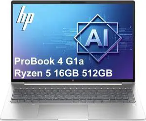 HP ProBook 4 G1a Business AI PC Laptop (16" FHD+, AMD Ryzen 5 230 (> Intel i7-1355U), 16GB DDR5 RAM, 512GB SSD, Radeon760M Graphics), HP Wolf Security, Fingerprint, Backlit, 1080p Webcam, Win 11 Pro HP ProBook 4 G1a Business AI PC Laptop (16" FHD+, AMD Ryzen 5 230 (> Intel i7-1355U), 16GB DDR5 RAM, 512GB SSD, Radeon760M Graphics), HP Wolf Security, Fingerprint, Backlit, 1080p Webcam, Win 11 Pro