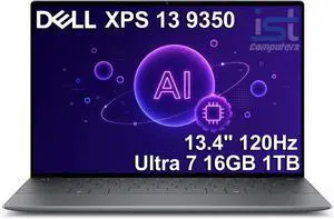 Dell XPS 13 9350 AI PC Business Laptop, (13.4" FHD+ 120Hz, Intel Core Ultra 7 256V, 16GB DDR5, 1TB SSD), 2x Thunderbolt 4, Copilot+ PC,1080p Webcam, Backlit, FingerPrint, Wi-Fi 7, Win 11 Pro, Graphite Dell XPS 13 9350 AI PC Business Laptop, (13.4" FHD+ 120Hz, Intel Core Ultra 7 256V, 16GB DDR5, 1TB SSD), 2x Thunderbolt 4, Copilot+ PC,1080p Webcam, Backlit, FingerPrint, Wi-Fi 7, Win 11 Pro, Graphite