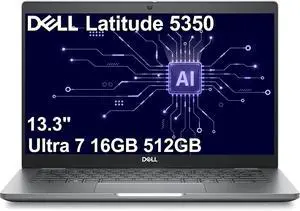 Dell Latitude 5000 5350 Business AI PC Laptop (13.3" FHD, Intel 12-Core Ultra 7 165U vPro, 16GB DDR5 RAM, 512GB SSD), Backlit KB, Fingerprint, 1080p IR Webcam, 2x Thunderbolt 4, HDMI, Win 11 Pro Dell Latitude 5000 5350 Business AI PC Laptop (13.3" FHD, Intel 12-Core Ultra 7 165U vPro, 16GB DDR5 RAM, 512GB SSD), Backlit KB, Fingerprint, 1080p IR Webcam, 2x Thunderbolt 4, HDMI, Win 11 Pro