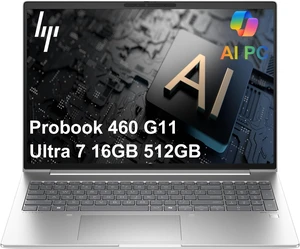 HP ProBook 460 G11 Business Laptop (16" FHD+, Intel Ultra 7 155U, 16GB DDR5 RAM, 512GB SSD) HP Wolf Security, Backlit Numeric KB, 1080P IR Webcam, Fingerprint, Ethernet, Win 11 Pro w/AI Copilot HP ProBook 460 G11 Business Laptop (16" FHD+, Intel Ultra 7 155U, 16GB DDR5 RAM, 512GB SSD) HP Wolf Security, Backlit Numeric KB, 1080P IR Webcam, Fingerprint, Ethernet, Win 11 Pro w/AI Copilot