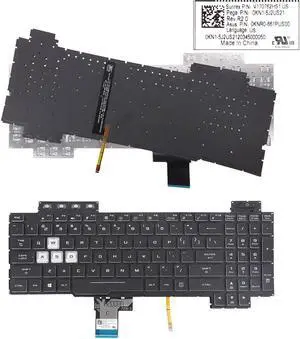 0US Keyboard For Asus TUF Gaming FX505 FX504 FX705 FX80 Black W A S D is White color