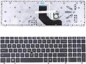 US Keyboard for HP ProBook 6560B/EliteBook 8570P 8560P Silver Frame  Black Point