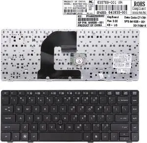 US Keyboard for HP EliteBook 8460P Black Frame Black With Piont Stick 635769 001