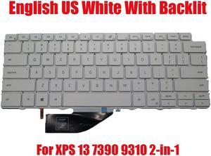 Laptop Keyboard For DELL XPS 13 7390 9310 2-in-1 English US White color  With Backlit