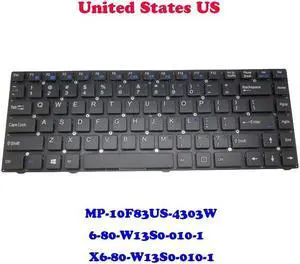 Keyboard For CLEVO W130EV MP-10F83US-4303W 6-80-W13S0-010-1 English US No Frame