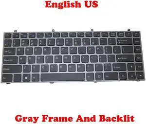 US Backlit Keyboard For CLEVO W230SS W230ST W230SD 6-80-W23D0-010-1 Gray color Frame