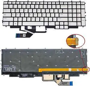 Laptop Keyboard for Dell Game Box G7 17 7700 RGB Backlit US White color
