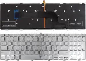 Keyboard for Dell Inspiron 15-7000 15-7537 Series  Backlit US Silver Frame Win8