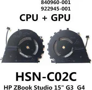 Gpu and Cpu cooling fan for HP ZBook Studio G3 G4 840960-001 NS75C07-15C04