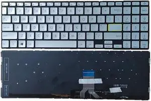 Laptop Keyboard For ASUS K521 K521FA Silver United States US With Backlit
