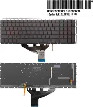 Keyboard for HP Omen 15-DC BLACK Red Printing ( Backlit) US