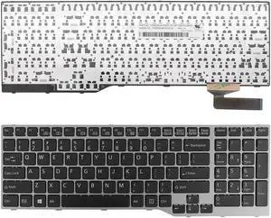 Replacement Keyboard for Fujitsu Lifebook E753 E754 GRAY FRAME BLACK (Win8)US