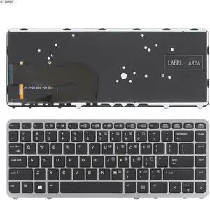 US keyboard for HP EliteBook 840 G1 850 G1 ILVER FRAME BLACK backlit no point