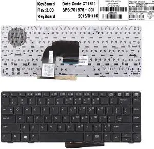 US Keyboard for HP EliteBook 8460P Black Frame Black Without Piont Stick