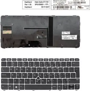 US Keyboard For HP EliteBook 820 G3 Silver Frame Black Big Enter Point