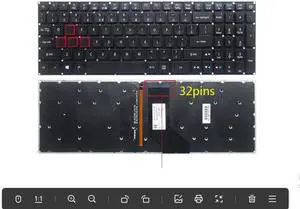 replacement keyboard for Acer PH315-51 PH317-51 PH315-51-78NP PH317-52 G3-572 32pins US with Backlit