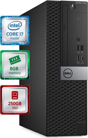 Dell OptiPlex 7050 Small Desktop Computer (SFF)  | Quad Core Intel i7 (4.2GHz Turbo) | 8GB DDR4 RAM | 250GB SSD Solid State | WiFi-5G + Bluetooth | Windows 10 Pro | Home or Office PC (Renewed)