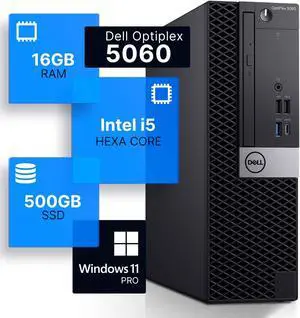 Dell Optiplex 5060 Desktop Computer | Intel i5-8500 (3.2) | 16GB DDR4 RAM | 500GB SSD Solid State | Windows 11 Professional  | Home or Office PC