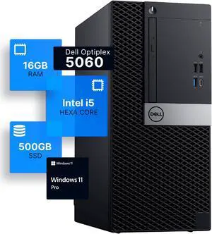 Dell Optiplex 5060 Tower Desktop Computer | Intel i5-8500 (3.2) | 16GB DDR4 RAM | 500GB SSD Solid State | Windows 11 Professional  | Home or Office PC