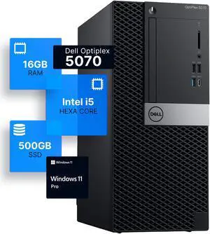 Dell Optiplex 5070 Tower Desktop Computer | Intel i5-8500 (3.2) | 16GB DDR4 RAM | 500GB SSD Solid State | Windows 11 Professional  | Home or Office PC